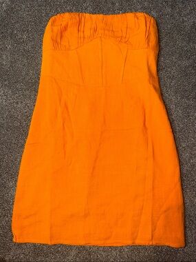 Strapless vibrate, orange Tube Dress with Sweetheart Bust
